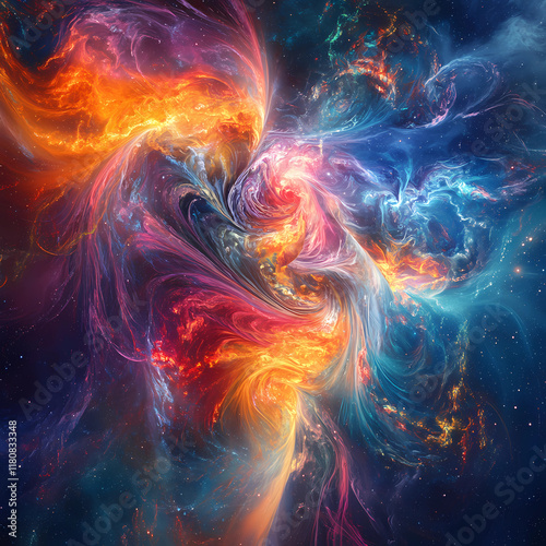 Wallpaper Mural A swirling galaxy of vibrant colors, nebulae blending into starry voids, fractal patterns forming surreal landscapes, glowing energy flows, ultra-detailed, mesmerizing abstract composition Torontodigital.ca