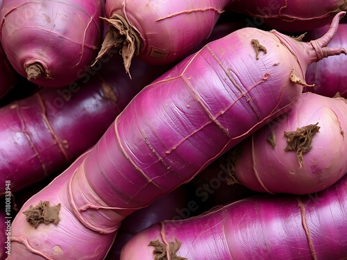 Vibrant Purple Turnips: A Close-Up Harvest Image AI Generated photo