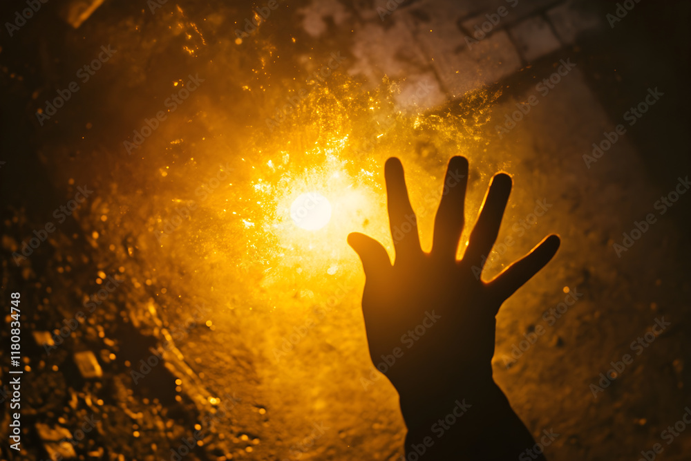 Embracing the Dawn: A Hand Reaching for Sunlight, Epitomizing Hope and New Beginnings Embracing the Dawn: A Hand Reaching for Sunlight, Epitomizing Hope and New Beginnings