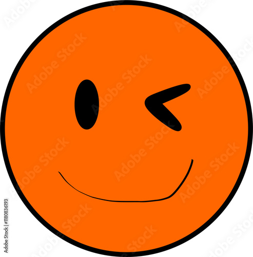 Bright Orange Smiley Face Emoticon on a White Background