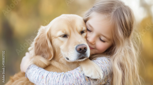 Golden Retriever and Girl's...
