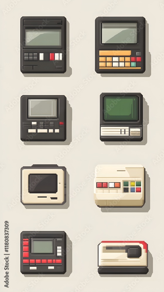 Retro Tech Icons Calculators, Computers, & Electronics. Retro Tech Icons Calculators, Computers, & Electronics.
