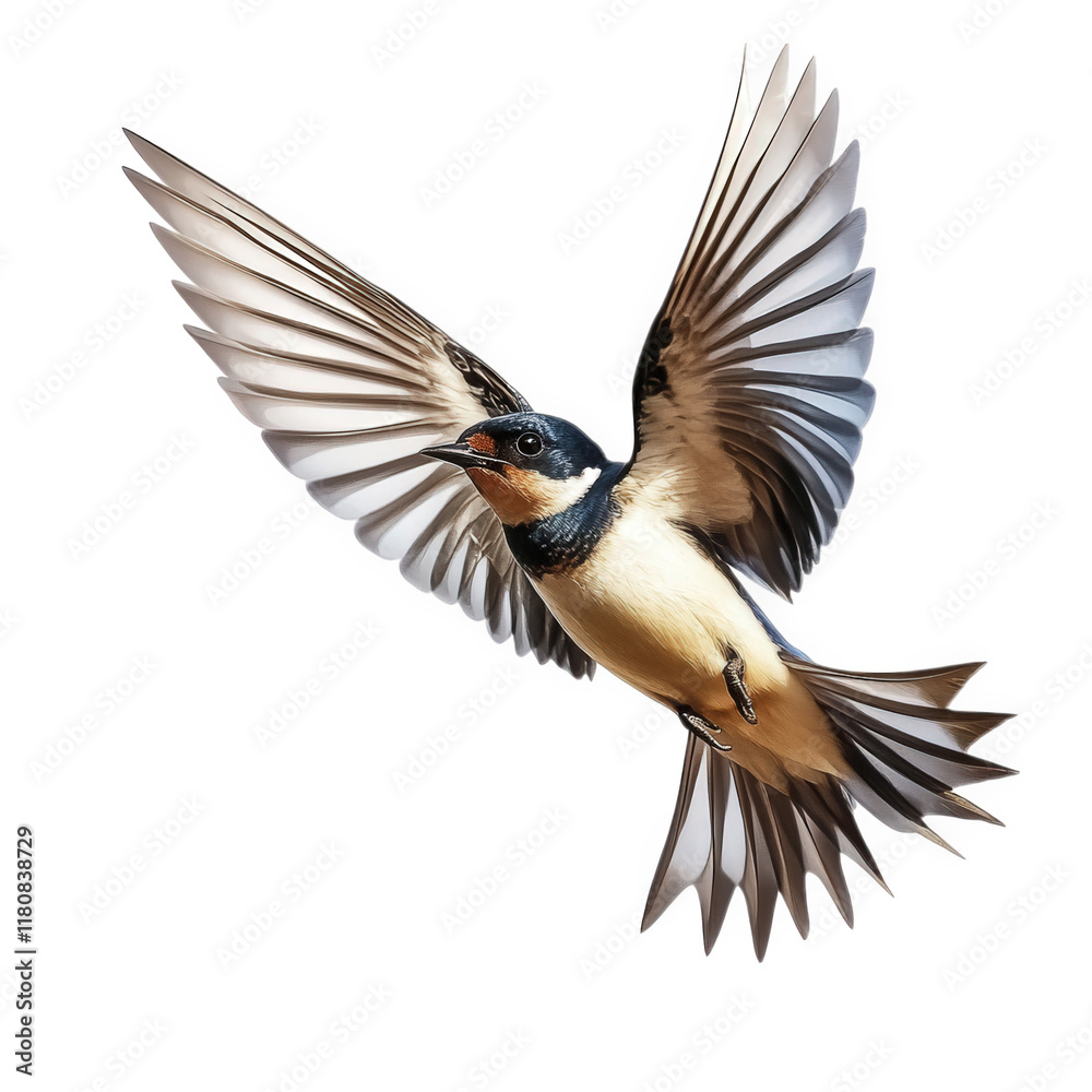 Obraz premium a beautifully detailed of a bird in mid-flight. showcasing its vibrant plumage and dynamic wing position. emphasizing the grace and agility of avian creatures