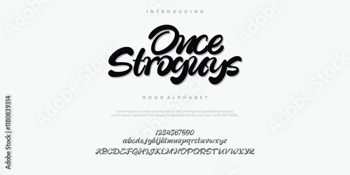 Once Stroguys elegant alphabet font, Modern script font. Typography modern bold ,decorative vintage concept. vector illustration