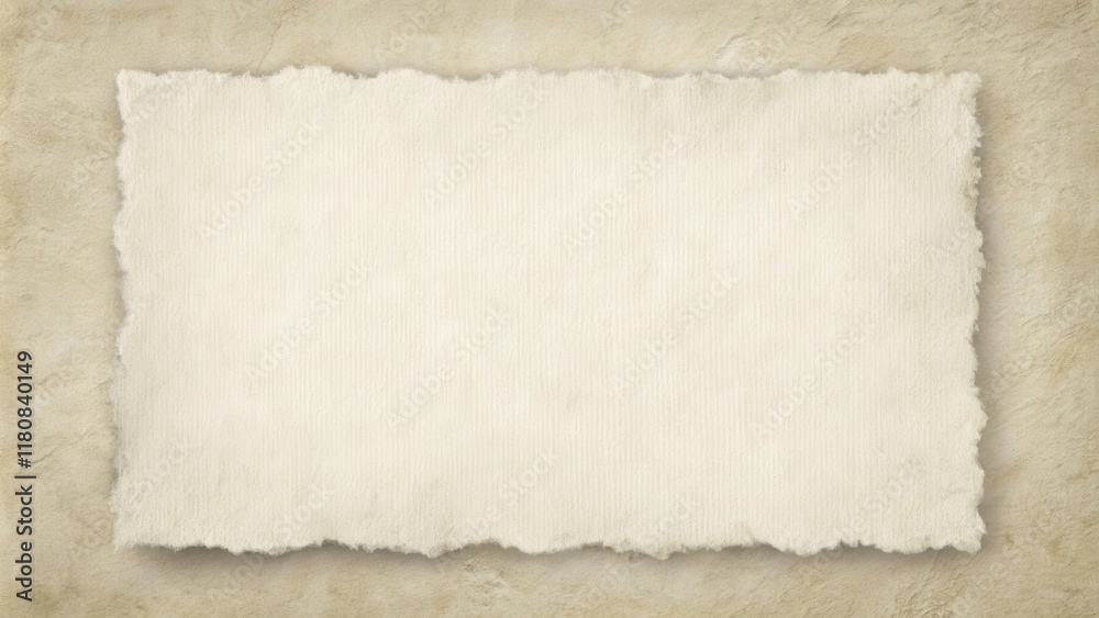 Obraz premium Cream Textured Paper with Ragged Edges on a Beige Background