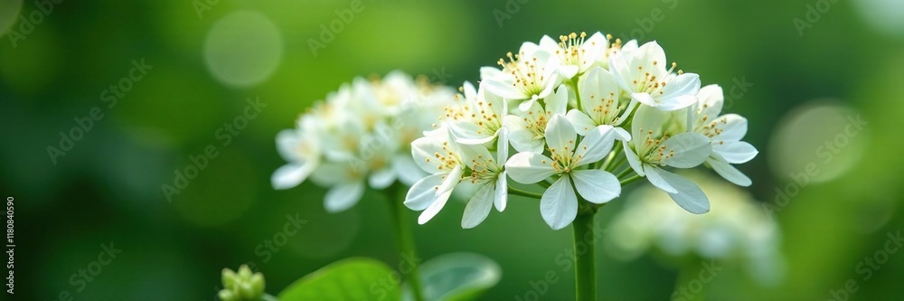 Obraz premium White Sambucus nigra umbrella flowers with a few scattered seeds, sambucus, white