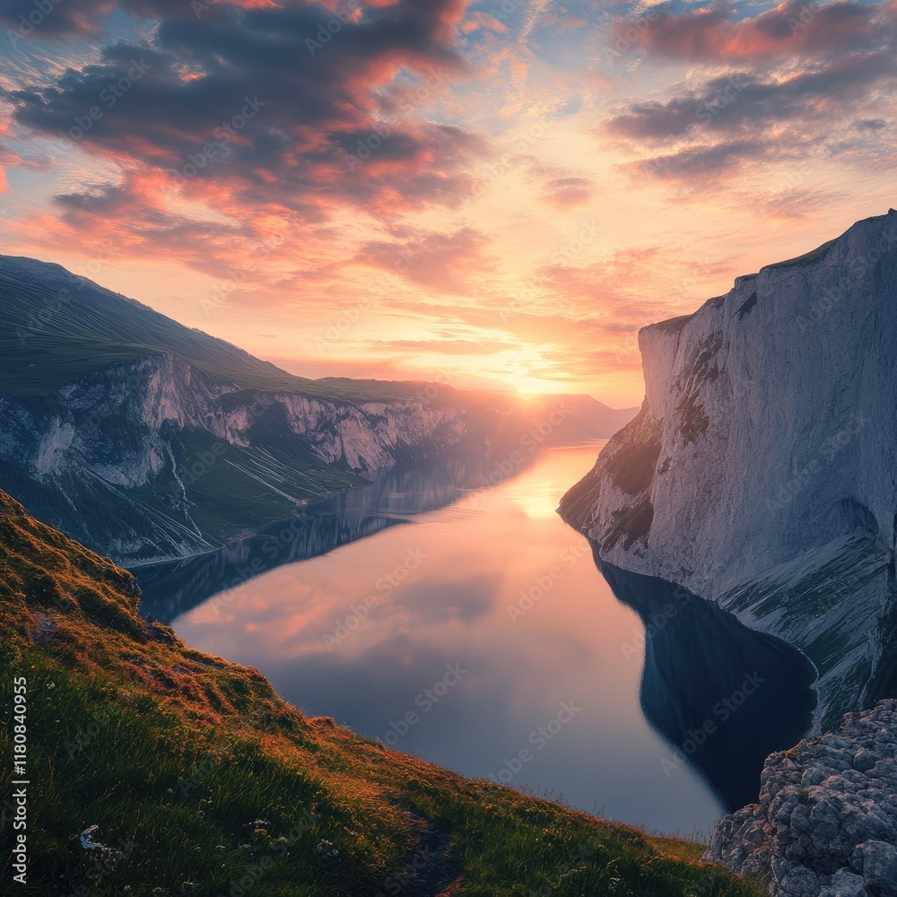 Fototapeta premium sunset over the mountains