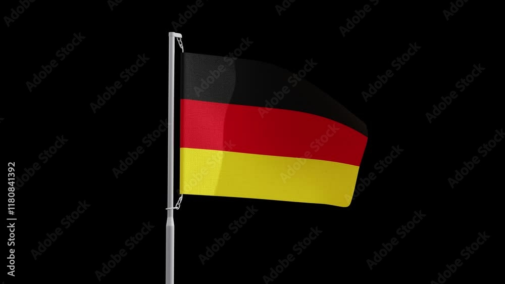 Germany Waved Flag Mockup With Pole Alpha Motion Graphics Animation Germany Waved Flag Mockup With Pole Alpha Motion Graphics Animation