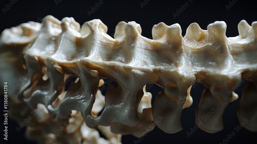 Lumbar Spine, Anatomy, Close-up, Dark Background, Medical Illustration Lumbar Spine, Anatomy, Close-up, Dark Background, Medical Illustration