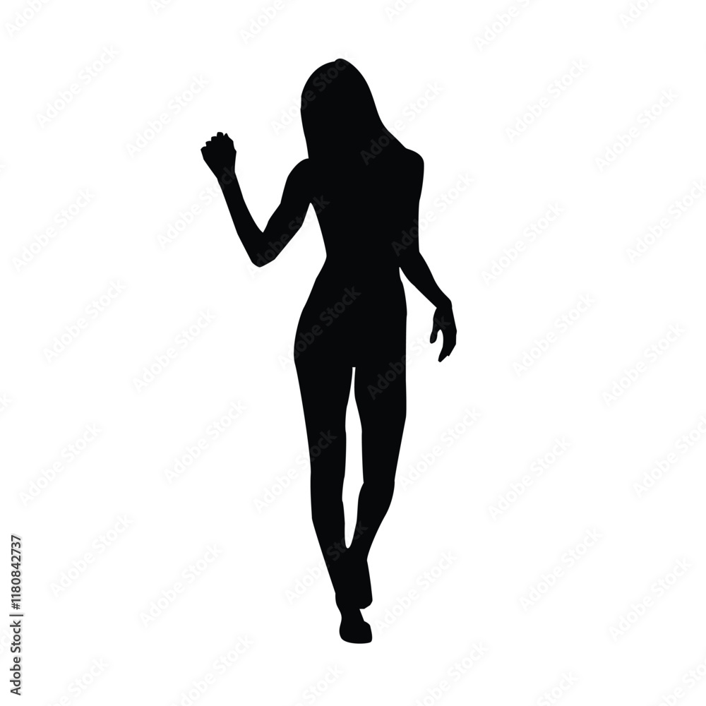 Fototapeta premium Silhouette of stylish girl model fashion show vector art on white background, beauty, logo