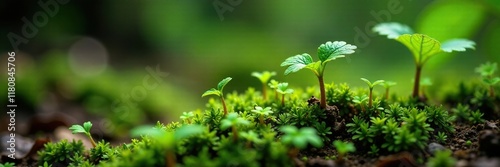 Sphaeropteris cooperi fronds scattered on leaf litter, moss, botanical, leaf litter