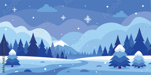 winter background with snowflakes on a beautiful frosty scene