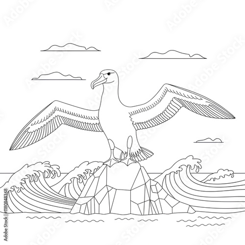 A line art albatross illustration of a coloring page  photo