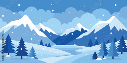 winter background with snowflakes on a beautiful frosty scene