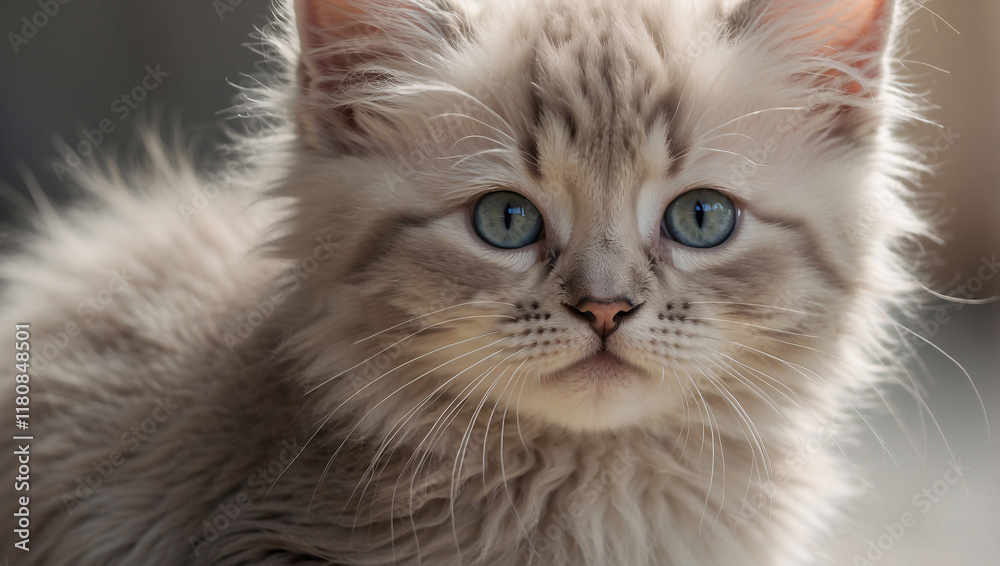 Fluffy Kitten with Bright Eyes and Soft Fur Fluffy Kitten with Bright Eyes and Soft Fur