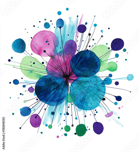 Watercolor Blue and Green Color Wash Clipart – High-Quality Design on a White Background with a Clear Center for Creative Projects or Minimalist Art