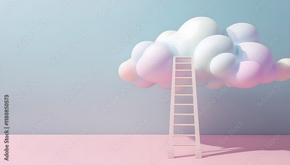 Goal of life, growth and motivation: Ladder reaching into the clouds, aspirations and growth. Goal of life, growth and motivation: Ladder reaching into the clouds, aspirations and growth.