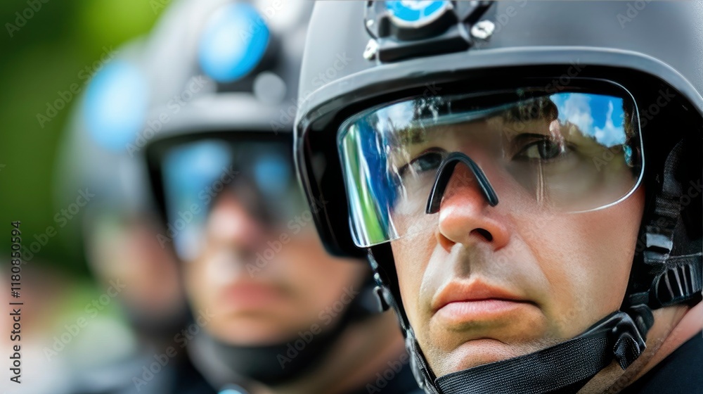 Close-up Portrait of a SWAT Officer in Full Gear Close-up Portrait of a SWAT Officer in Full Gear
