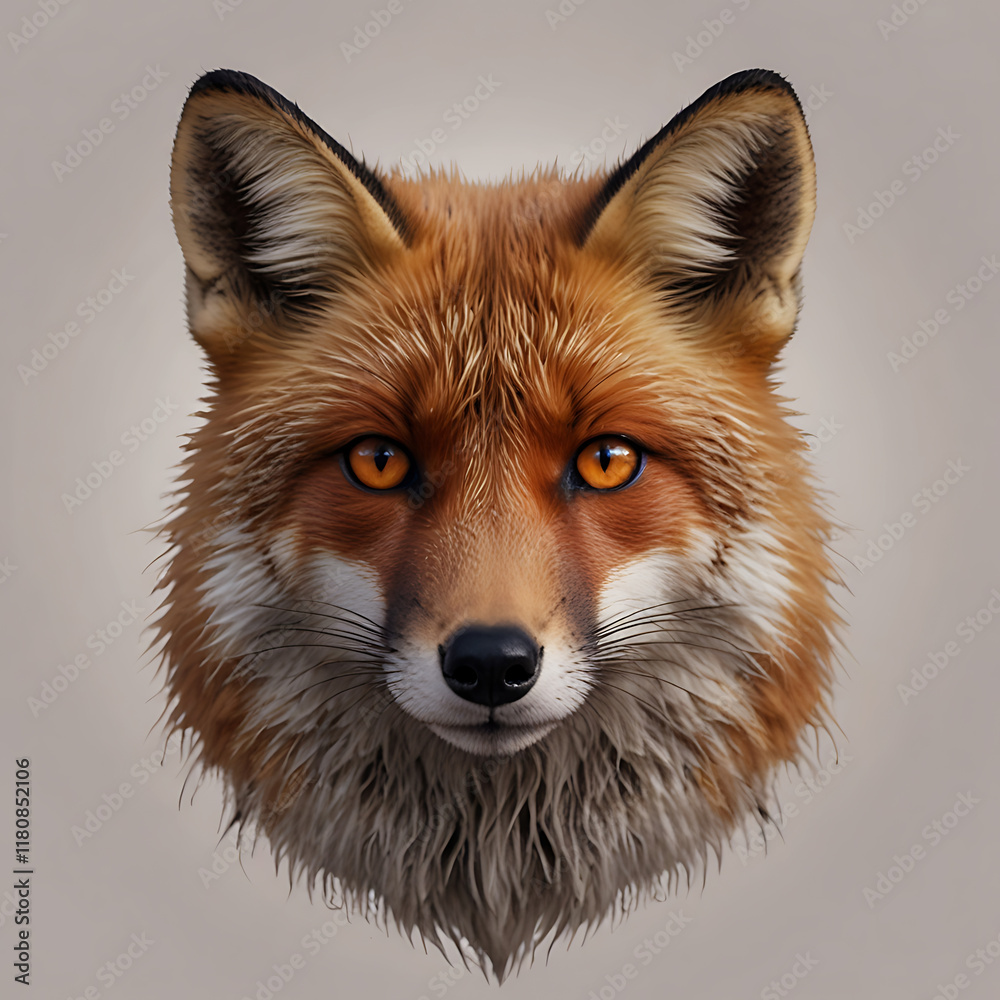 Obraz premium A-beautiful-fox-face-with-white-background