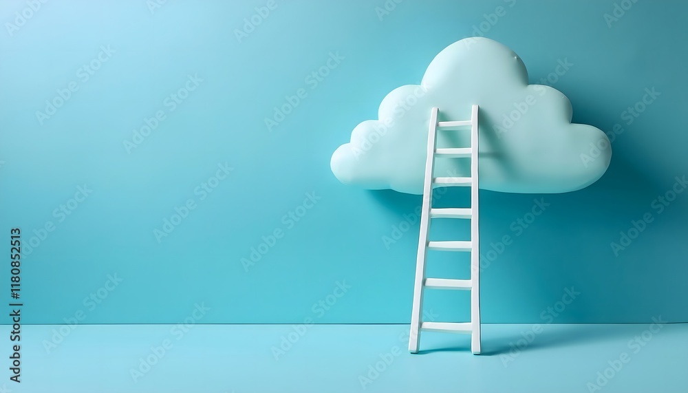 Goal of life, growth and motivation: Ladder reaching into the clouds, aspirations and growth. Goal of life, growth and motivation: Ladder reaching into the clouds, aspirations and growth.