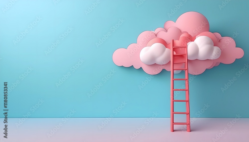 Goal of life, growth and motivation: Ladder reaching into the clouds, aspirations and growth. Goal of life, growth and motivation: Ladder reaching into the clouds, aspirations and growth.