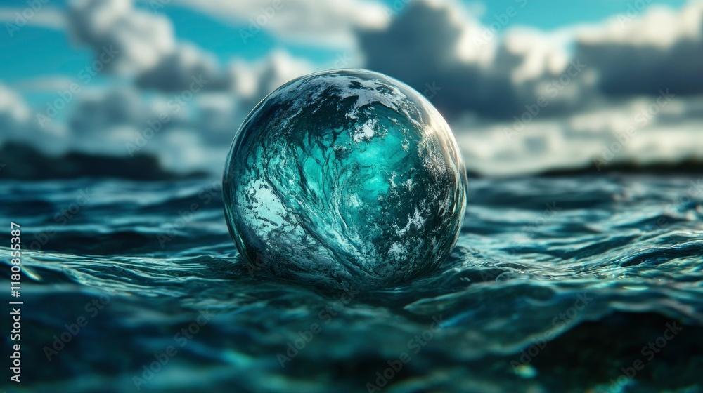 Fragile Earth A Glass Globe in the Ocean's Embrace Fragile Earth A Glass Globe in the Ocean's Embrace