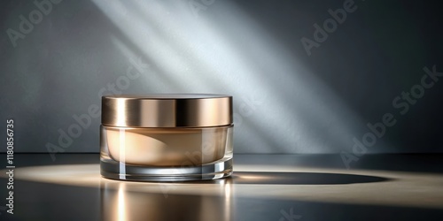 A sleek product placed on a gray background with soft, warm lighting creating deep shadows and highlights, showcasing its texture and design, high-end, product showcase photo