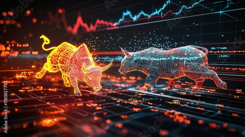 Dynamic Financial Market Competition: Holographic Bull and Bear Racing on Futuristic Track
