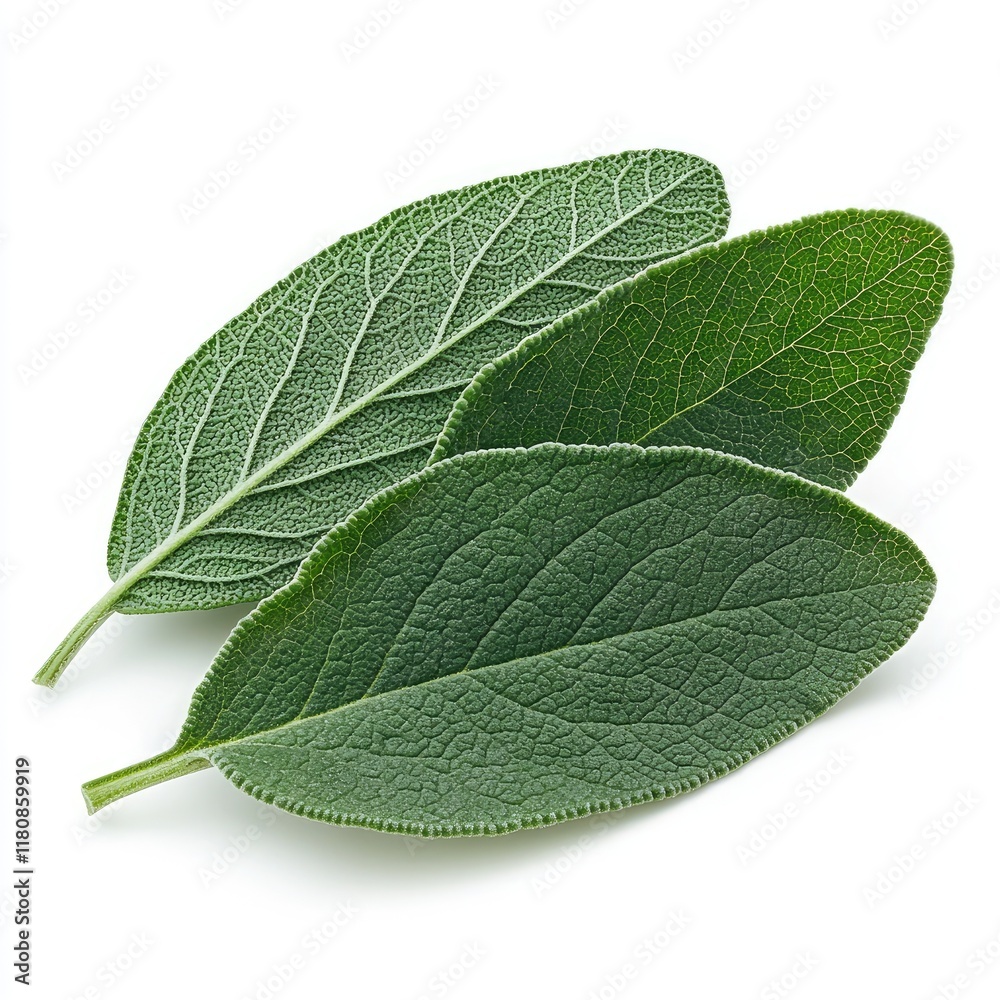 Obraz premium Close-up of Fresh Sage Leaves: A Culinary and Medicinal Herb