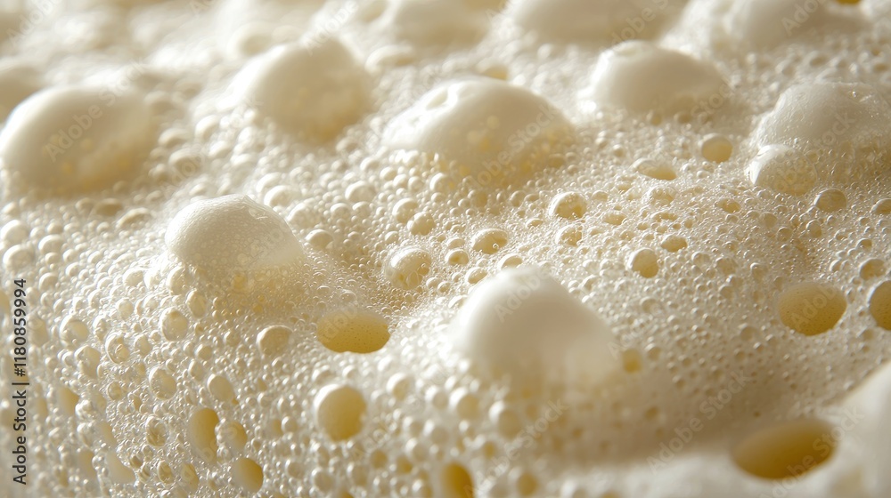 Close-up of Frothy Drink Foam: Abstract Texture and Bubbles Background Close-up of Frothy Drink Foam: Abstract Texture and Bubbles Background