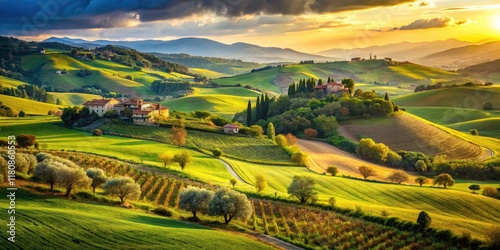 Trecastelli Rural Landscape: Breathtaking Italian Countryside Panorama