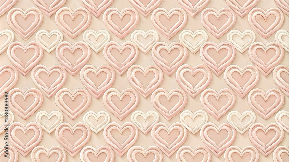 Fototapeta premium A Seamless Pattern of Delicate Pastel Pink and Cream Hearts