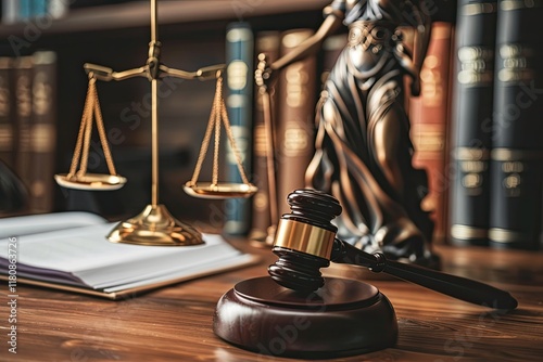 Detailed Image of Brown Gavel with Lawyer in Background Legal Profession