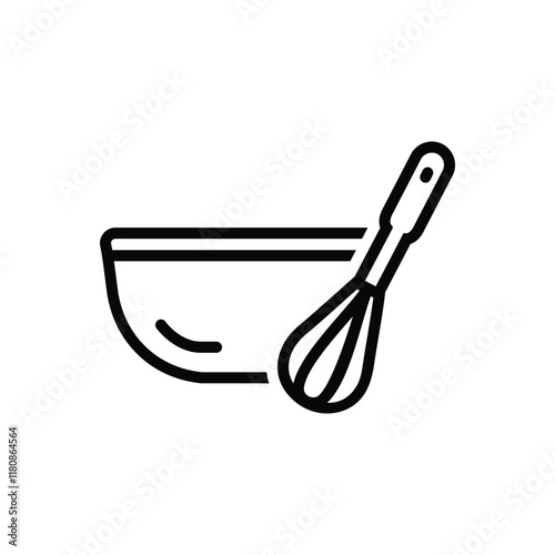 Black line icon for mixing bowl