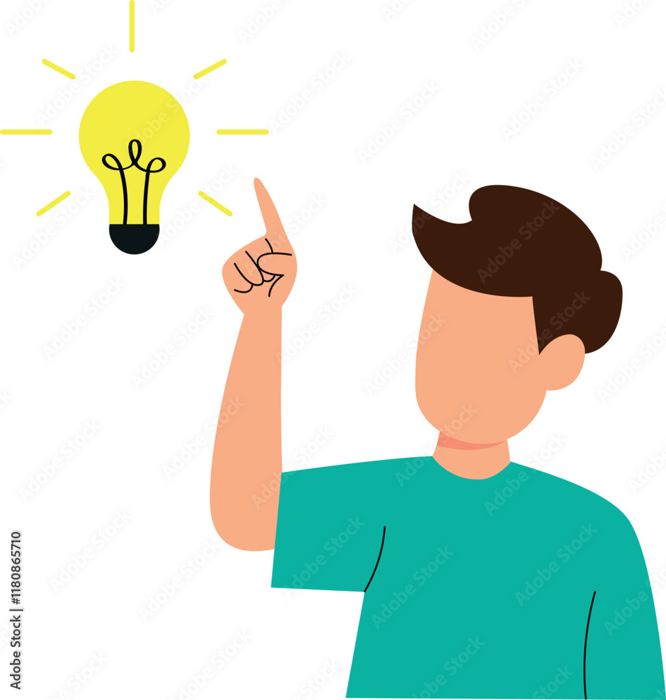 Man with Lightbulb Idea Vector Illustration Man with Lightbulb Idea Vector Illustration