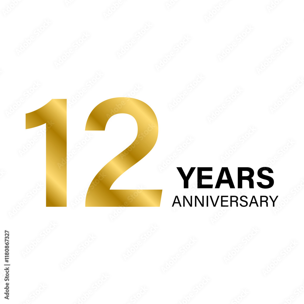 12 years anniversary gold icon vector for graphic design, logo, website, social media, mobile app, UI illustration 12 years anniversary gold icon vector for graphic design, logo, website, social media, mobile app, UI illustration