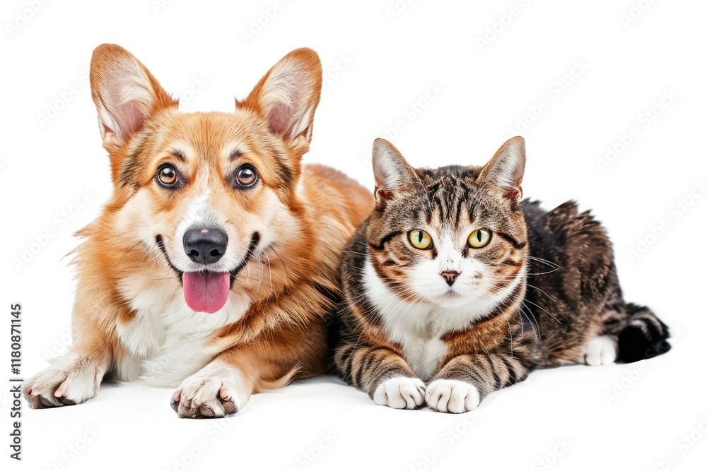 Clear Pixel Picture of Happy Dog and Cat Isolated on Transparent Background Clear Pixel Picture of Happy Dog and Cat Isolated on Transparent Background