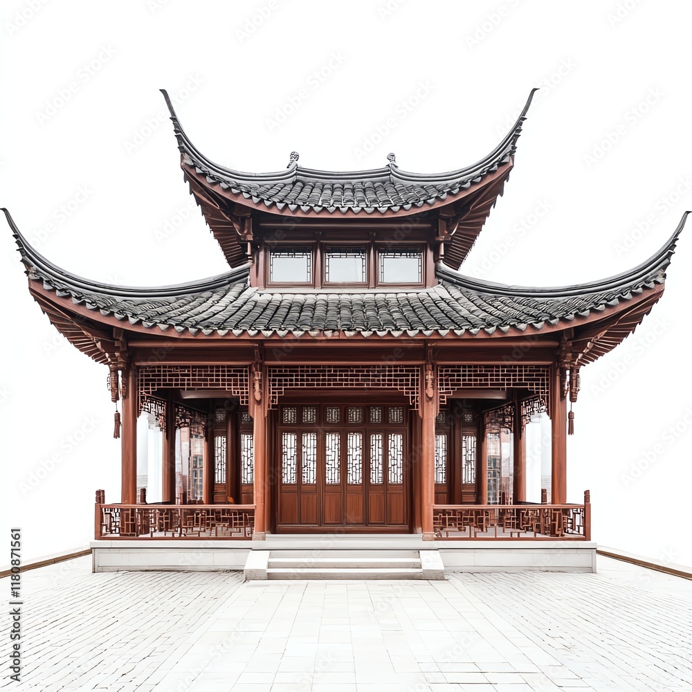Traditional Asian-style pavilion, white isolated background. Traditional Asian-style pavilion, white isolated background.
