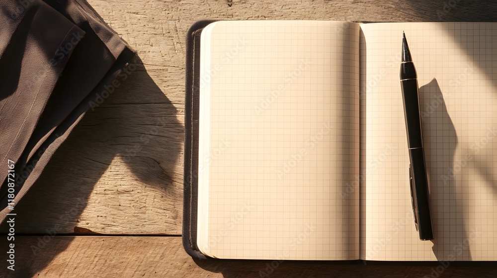 A notebook with a pen placed on top for creative writing ideas