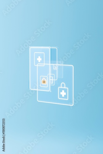 Abstract healthcare technology illustration on blue background. photo