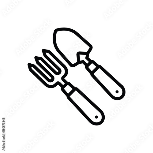 Black line icon for fork and trowel