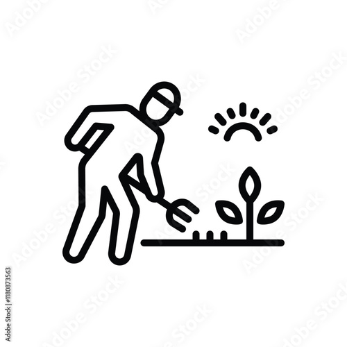 Black line icon for gardener