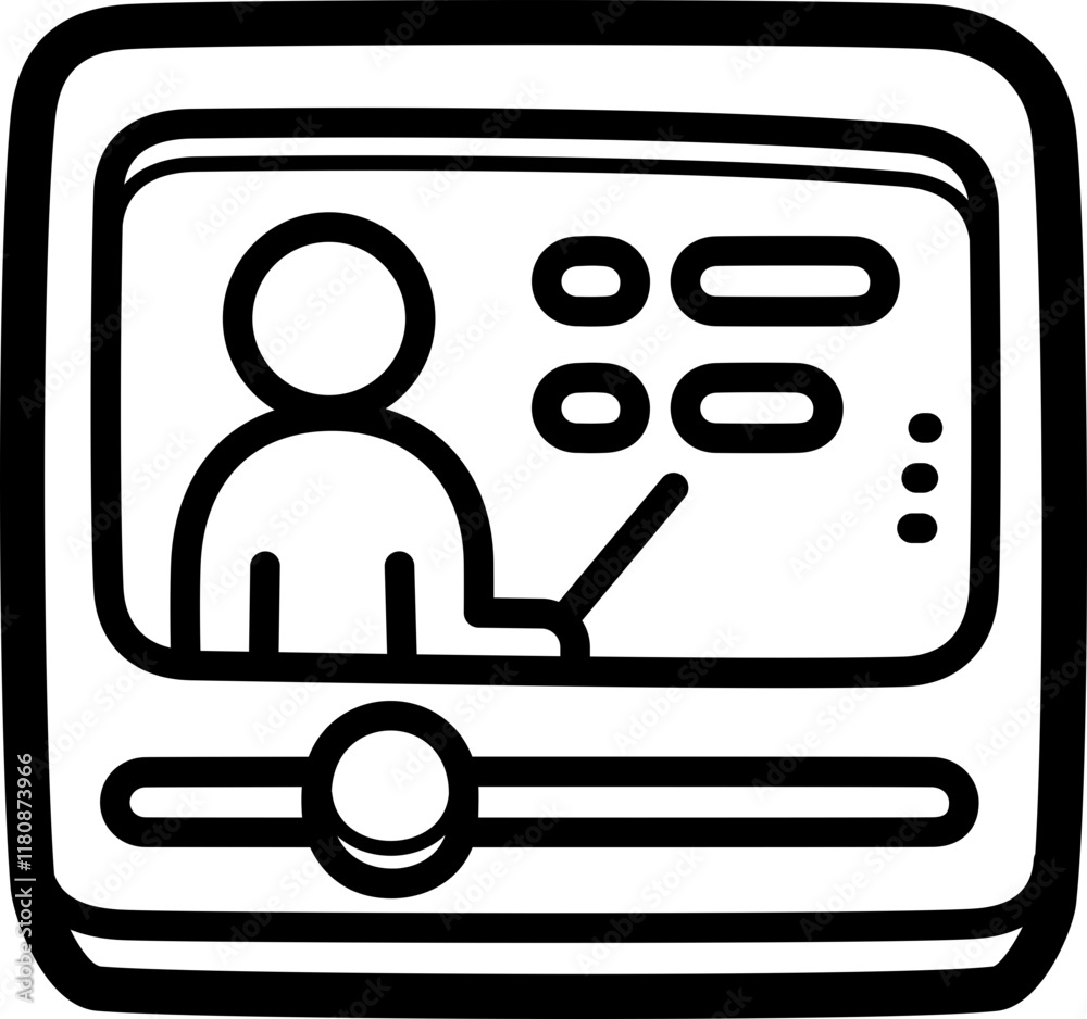Video course doodle vector icon and illustration Video course doodle vector icon and illustration