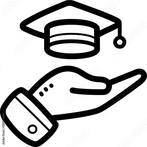 Scholarship doodle vector icon and illustration