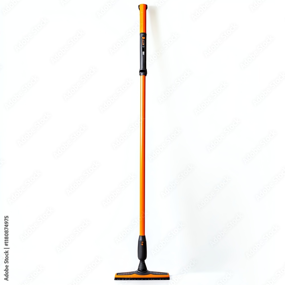 Cleaning tool with orange handle and base, white isolated background. Cleaning tool with orange handle and base, white isolated background.
