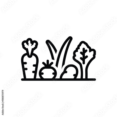 Black line icon for vegetable garden