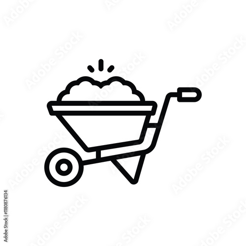 Black line icon for wheelbarrow