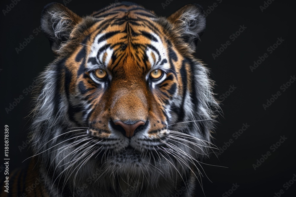 Fototapeta premium Tiger face on black background