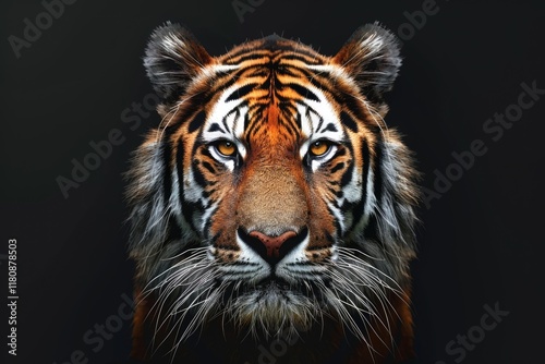 Tiger face on black background photo