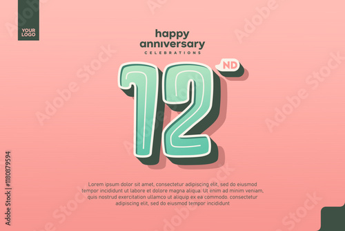 Number 12 logo icon design, 12nd birthday logo number, anniversary 12 photo